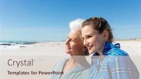  Presentation with blue sky - Presentation theme with side-view-of-a-caucasian background and a  colored foreground