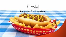  Presentation with french fries - Audience pleasing theme consisting of side-view-of-a-chilidog backdrop and a white colored foreground