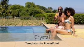  Presentation with pool side - Slide deck consisting of side-view-of-a-couple background and a lemonade colored foreground