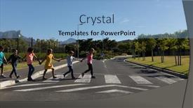 Presentation with pedestrian crossing - Colorful PPT theme enhanced with side-view-of-a-diverse backdrop and a light blue colored foreground