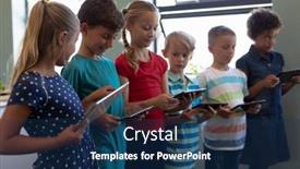  Presentation with diverse classroom - PPT layouts enhanced with side-view-of-a-diverse background and a ocean colored foreground