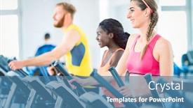  Presentation with treadmill - PPT theme having hiit - side view of a fit background and a teal colored foreground