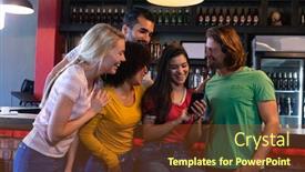  Presentation with multi ethnic group - Presentation design consisting of side-view-of-a-group background and a tawny brown colored foreground