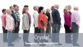  Presentation with people - Slide deck enhanced with side-view-of-a-group background and a gray colored foreground