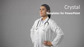  Presentation with lab coat - Audience pleasing slide deck consisting of side-view-of-a-happy backdrop and a gray colored foreground