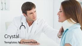  Presentation with doctor office - Colorful presentation design enhanced with side view of a male doctor examining a patient's neck in medical office backdrop and a white colored foreground