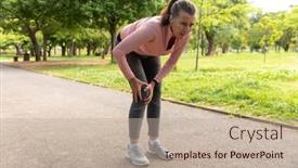  Presentation with knee pain - Presentation theme consisting of side-view-of-a-mature background and a mint green colored foreground