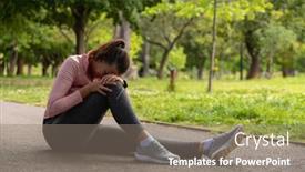  Presentation with knee pain - PPT theme consisting of side-view-of-a-mature background and a gray colored foreground