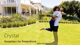  Presentation with home garden - Presentation theme having side-view-of-a-mixed background and a yellow colored foreground