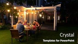  Presentation with family talking - Cool new slide deck with side-view-of-a-multi backdrop and a black colored foreground