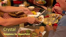  Presentation with family talking - Presentation design featuring side-view-of-a-multi background and a tawny brown colored foreground