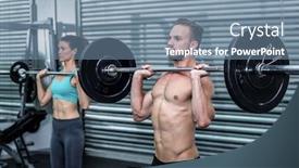  Presentation with weight lifting - Slide deck enhanced with side view of a muscular couple lifting weight together background and a seafoam green colored foreground