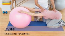  Presentation with gym ball - Colorful presentation design enhanced with side view of a physical backdrop and a coral colored foreground