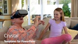  Presentation with senior living - Cool new PPT layouts with side-view-of-a-senior backdrop and a violet colored foreground