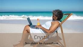  Presentation with calm sea - Presentation design having side-view-of-a-senior background and a coral colored foreground