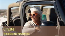  Presentation with car seat - Presentation theme enhanced with side-view-of-a-senior background and a violet colored foreground