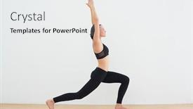  Presentation with warrior woman - Audience pleasing PPT layouts consisting of side view of a sporty young woman doing the warrior pose in fitness studio backdrop and a white colored foreground