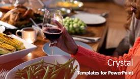  Presentation with thanksgiving dinner - Colorful presentation theme enhanced with side-view-of-a-young backdrop and a tawny brown colored foreground