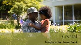  Presentation with home garden - Colorful presentation design enhanced with side-view-of-a-young backdrop and a gold colored foreground