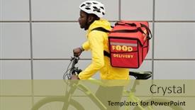  Presentation with food service - Theme enhanced with side-view-of-african-american background and a mint green colored foreground