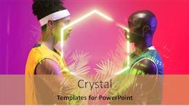  Presentation with basketball players - PPT theme with side-view-of-african-american background and a coral colored foreground