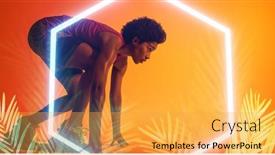  Presentation with hexagon - Presentation featuring side-view-of-african-american background and a yellow colored foreground