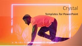  Presentation with racing - PPT theme enhanced with side-view-of-african-american background and a coral colored foreground