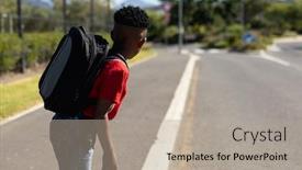  Presentation with traffic road - Audience pleasing PPT theme consisting of side-view-of-an-african backdrop and a mint green colored foreground