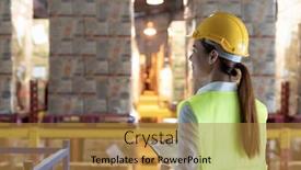  Presentation with flip chart - Colorful presentation theme enhanced with side-view-of-asian-female backdrop and a gold colored foreground