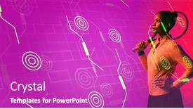  Presentation with abstract circles - Presentation theme featuring side-view-of-biracial-female background and a purple colored foreground