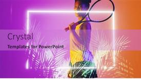  Presentation with female sport - Slide deck with side-view-of-biracial-female background and a lilac colored foreground