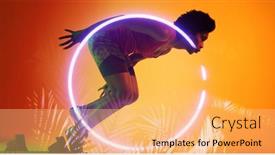  Presentation with racing - Theme having side-view-of-biracial-female background and a yellow colored foreground