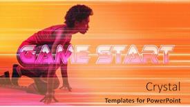  Presentation with female sport - Presentation theme consisting of side-view-of-biracial-female background and a coral colored foreground