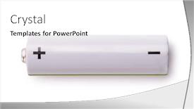  Presentation with battery - Slide set having side view of blank rechargeable battery isolated on white background and a white colored foreground