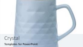  Presentation with lid - Audience pleasing presentation theme consisting of side view of blue ceramic mug with lid isolated on white backdrop and a light blue colored foreground