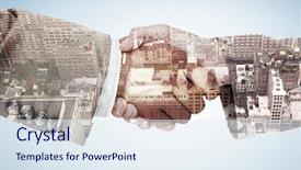  Presentation with peoples - Colorful PPT theme enhanced with side view of business peoples backdrop and a sky blue colored foreground