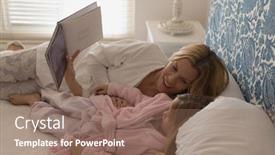  Presentation with social isolation - Colorful slide deck enhanced with side-view-of-caring-mother backdrop and a coral colored foreground