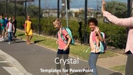  Presentation with elementary school african american female - Theme featuring side-view-of-caucasian-female background and a coral colored foreground