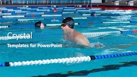  Presentation with swimming pool - PPT theme with side-view-of-caucasian-male background and a teal colored foreground