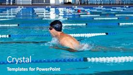  Presentation with pool side - Presentation theme having side-view-of-caucasian-male background and a teal colored foreground