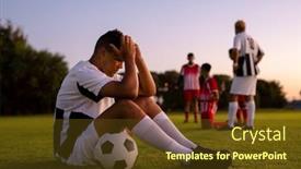  Presentation with soccer field - Theme enhanced with side-view-of-caucasian-sad background and a tawny brown colored foreground