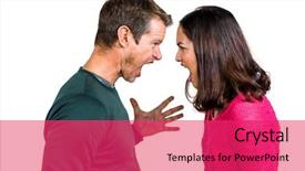  Presentation with angry - Presentation design consisting of side view of couple fighting background and a red colored foreground