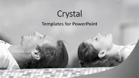  Presentation with mosaic - PPT theme featuring side view of couple relaxing on mosaic wall background and a light gray colored foreground