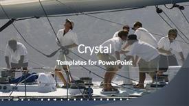  Presentation with members - Beautiful presentation design featuring side view of crew members backdrop and a gray colored foreground