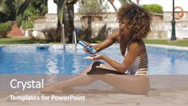  Presentation with healthy workplace full length side view - Audience pleasing slides consisting of side view of curly ethnic backdrop and a coral colored foreground