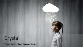  Presentation with cute - Presentation with side view of cute girl and media cloud above her head background and a light gray colored foreground