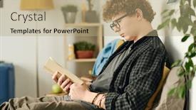  Presentation with teenage - Presentation design having side-view-of-diligent-teenage background and a coral colored foreground