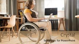  Presentation with surfing - Presentation design consisting of side-view-of-disable-businesswoman background and a coral colored foreground