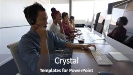  Presentation with diverse teams - Theme having side view of diverse executives background and a ocean colored foreground