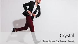  Presentation with currant black white and red - Slides having side view of elegant man background and a light gray colored foreground